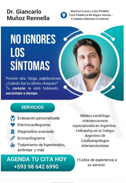 Dr. Giancarlo Mu&ntilde;oz Rennella : Cardi&oacute;logos en Machala 