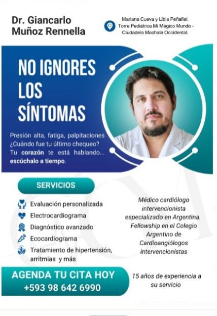 Dr. Giancarlo Mu&ntilde;oz Rennella : Cardi&oacute;logos en Machala 